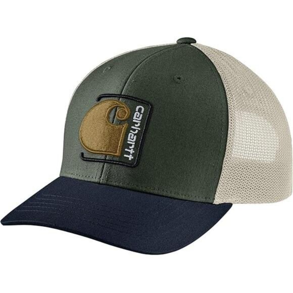 Mens Canvas Mesh Trucker Hat Snapback Adjustable Cap High Profile Breathable - Picture 3 of 3